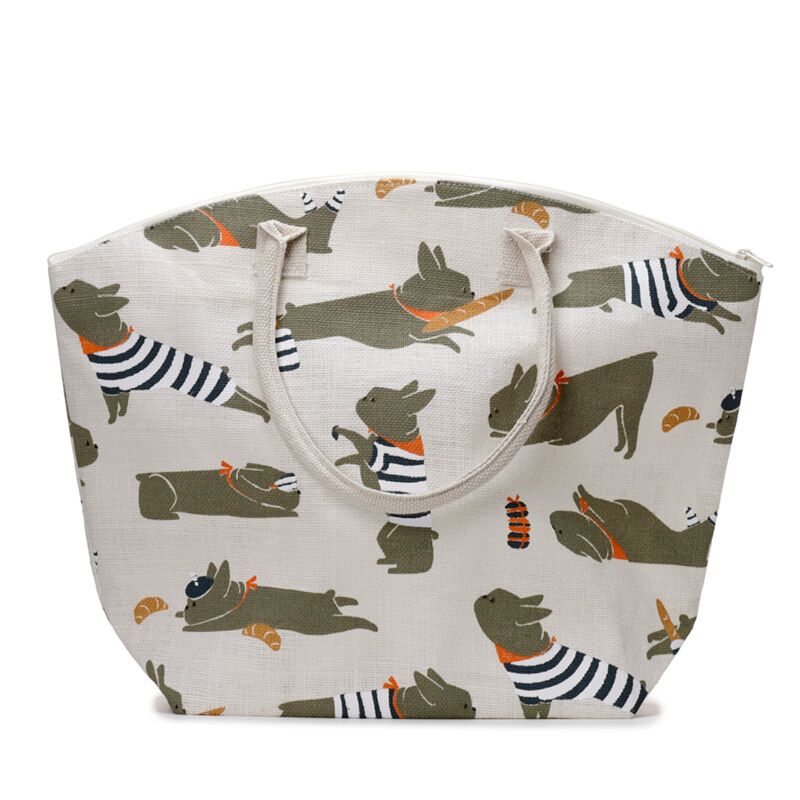Load image into Gallery viewer, Bertrand de franse bulldog jute strandtas
