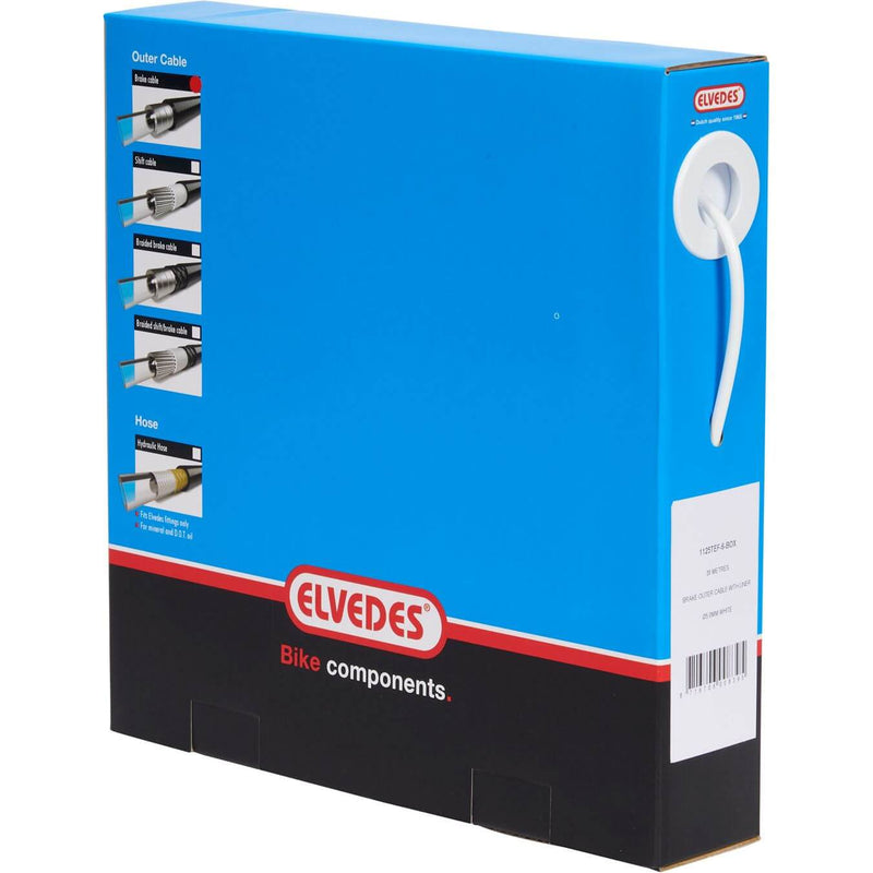 Load image into Gallery viewer, Elvedes Rem buitenkabel met voering ø5,0mm 30 meter wit (in een doos)

