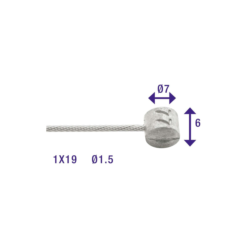 Load image into Gallery viewer, Elvedes rem binnenkabel 2250mm gegalvaniseerd ø1,5mm t-nippel (op kaart)
