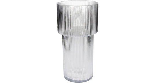 Hd vase stripe glass clear 14.5x14.5x29cm