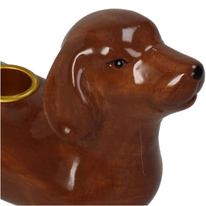 Kersten kandelaar dachshund dolomite bruin 19.8x7x13.7cm