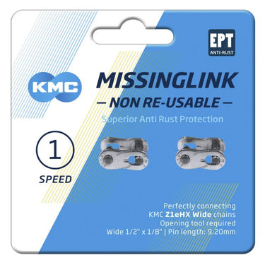 KMC Schakel WideKMC MissingLink Z1eHX NR EPT - Fietskettingslot, 2m, zwart