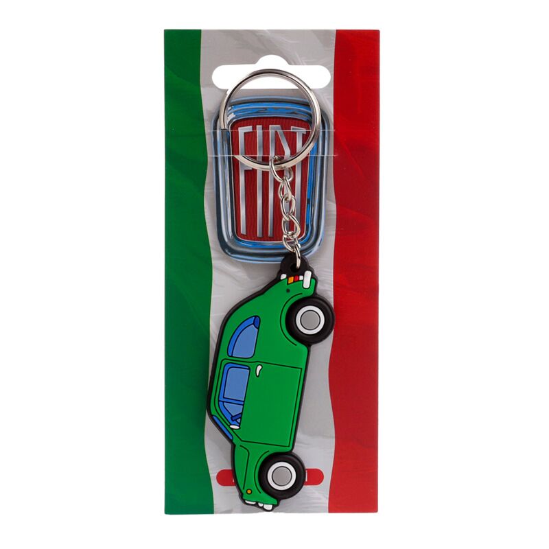 Load image into Gallery viewer, Fiat 500 groen pvc sleutelhanger
