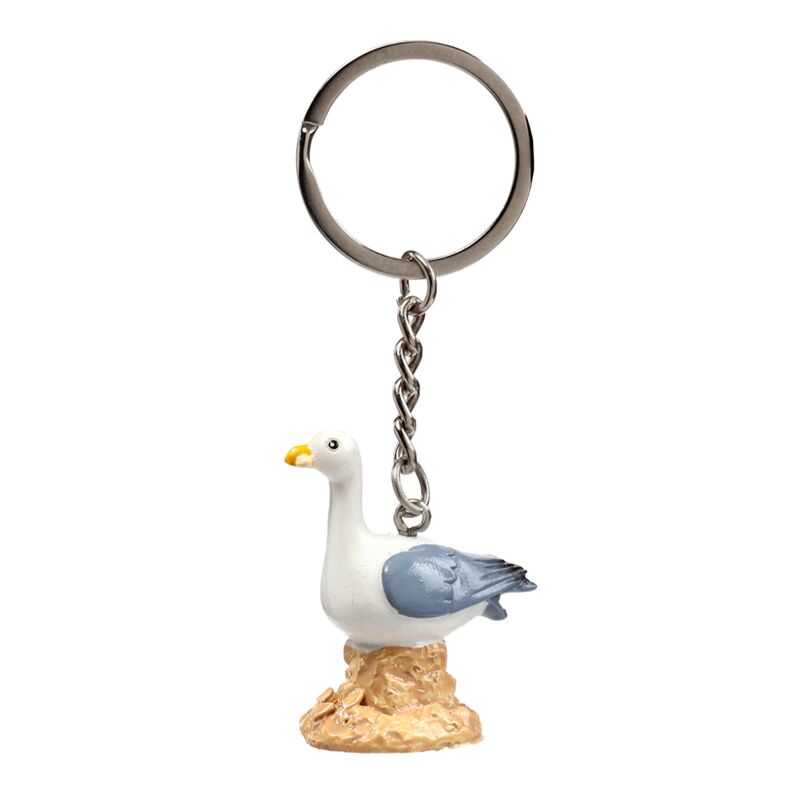 Load image into Gallery viewer, Seagull buoy zeemeeuw op rots sleutelhanger
