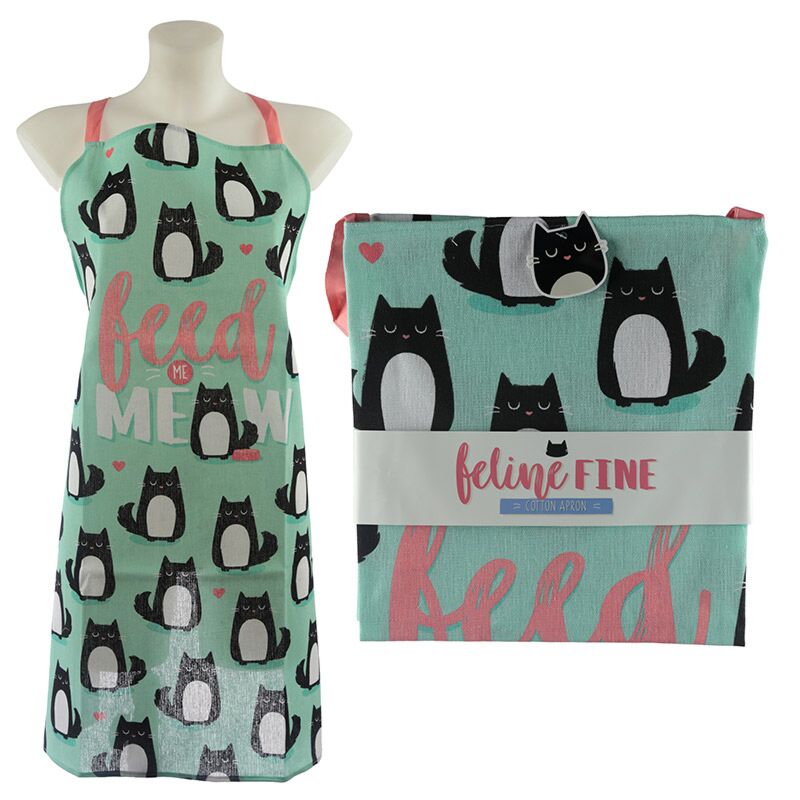 Load image into Gallery viewer, Keukenschort - feline fine kat feed me meow
