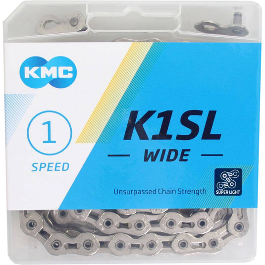 Kmc chain k1sl wide silver 1-speed 100 glides