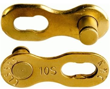 Load image into Gallery viewer, KMC Fietsketting MISSING LINK 10R Goud 5.88mm
