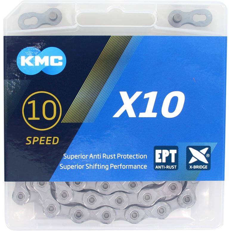 Load image into Gallery viewer, KMC Fietsketting X10 EPT 114, 10-speed, 5.88mm, Zilver
