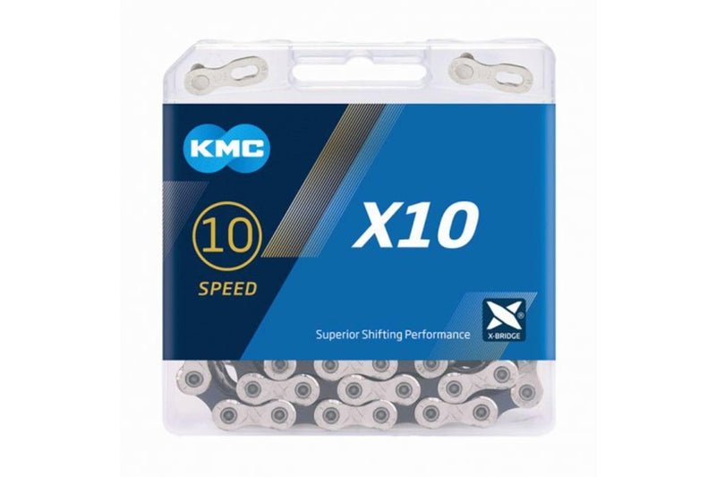 Load image into Gallery viewer, KMC X10 fietsketting 122 schakels zilver zwart
