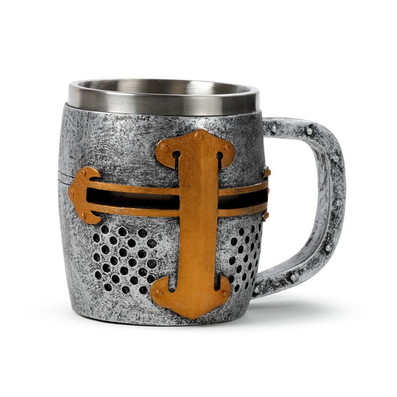 Load image into Gallery viewer, Decoratieve middeleeuwse ridder zilver- en goudkleur helm bierpul
