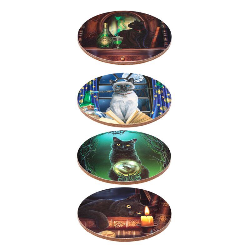 Load image into Gallery viewer, Lisa parker magische kat set 4 onderzetters
