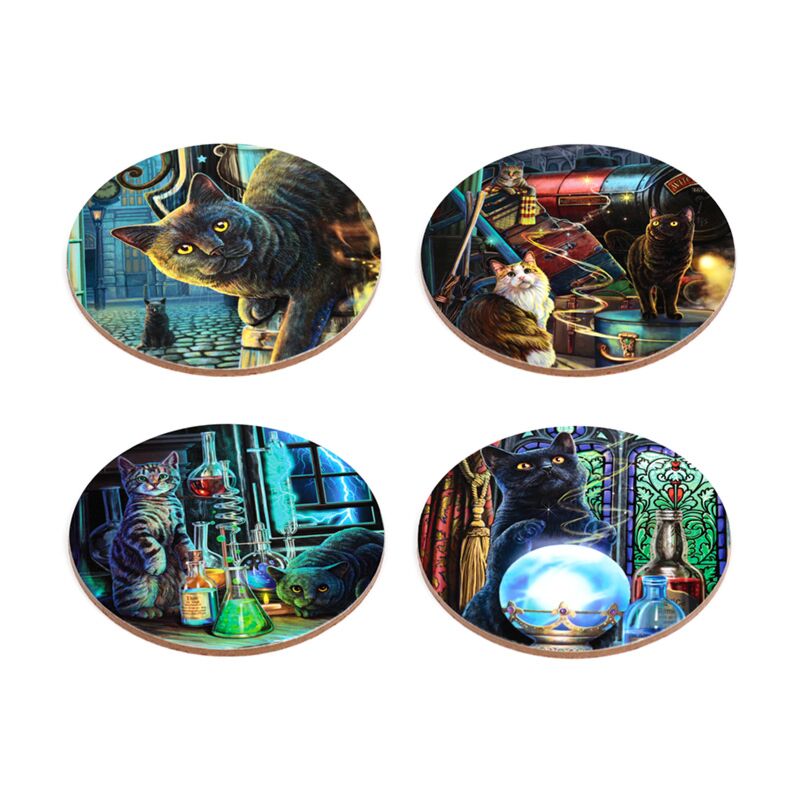 Load image into Gallery viewer, Lisa parker magische katten set 4 onderzetters (nieuw 2025)
