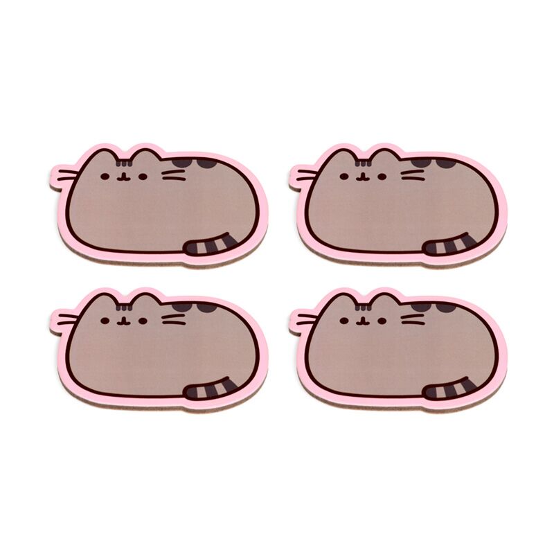 Load image into Gallery viewer, Union pusheen de kat set 4 gevormde onderzetters
