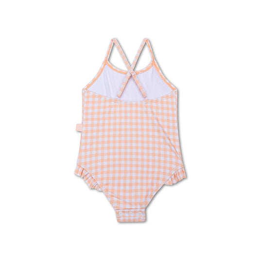 Sunset grid | oranje wit meisjes uv badpak