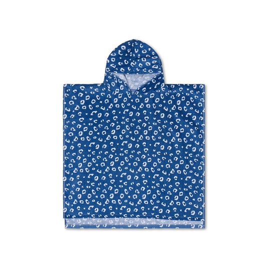 Leopard | blauwe strandponcho 65 x 65 cm