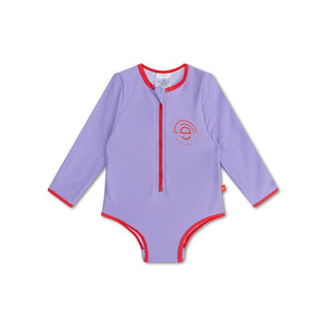 Iconic tones | paars meisjes uv badpak met lange mouwen
