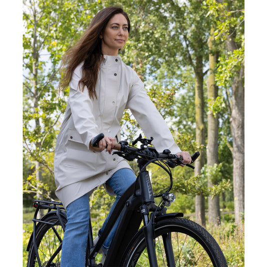 Mirage regenjas rainfall trenchcoat - maat s - gemaakt van polyester soft touch - off white