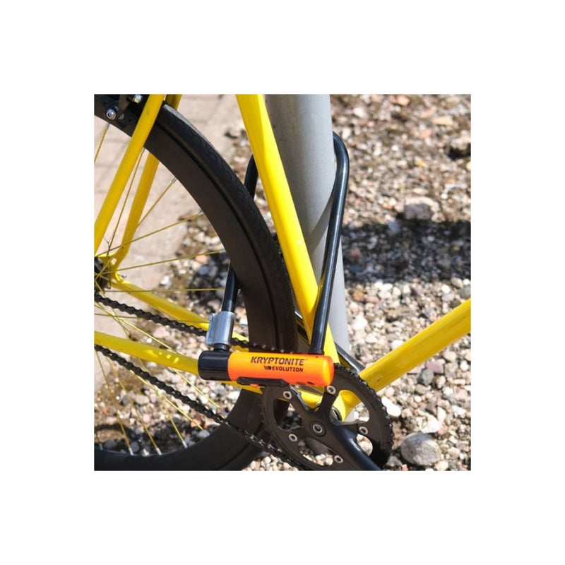 Afbeelding laden in galerijviewer, Kryptonite evolution beugelslot – fiets en scooter – art-3 slot – stalen beugelslot elektrische fiets – 29,2x10,2 cm – zwart oranje
