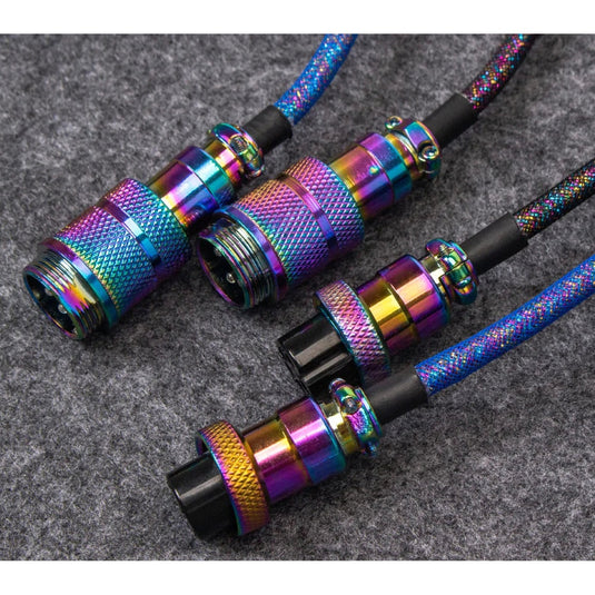 Keychron Premium Coiled Aviator Cable Rainbow Plated Blac