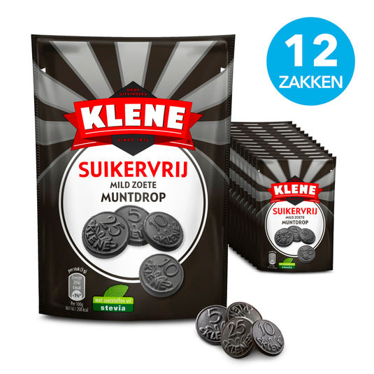 Klene suikervrij mild zoete muntdrop (12x 100gr)