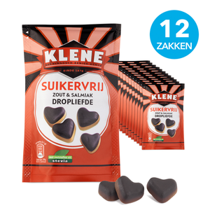 Klene suikervrij zout salmiak dropliefde zakje (12x 90gr)