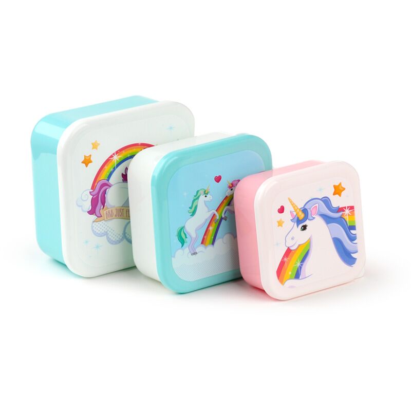 Load image into Gallery viewer, Set 3 lunch box s m l- betoverende regenboog eenhoorn
