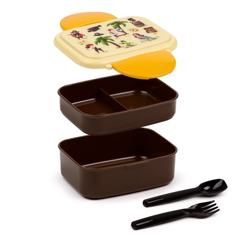 Load image into Gallery viewer, Jolly rogers piraat clip bento box lunchtrommel met bestek

