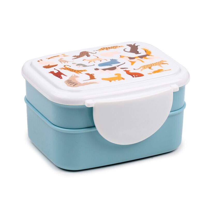 Load image into Gallery viewer, Feline fine kat clip bento box lunchtrommel met bestek
