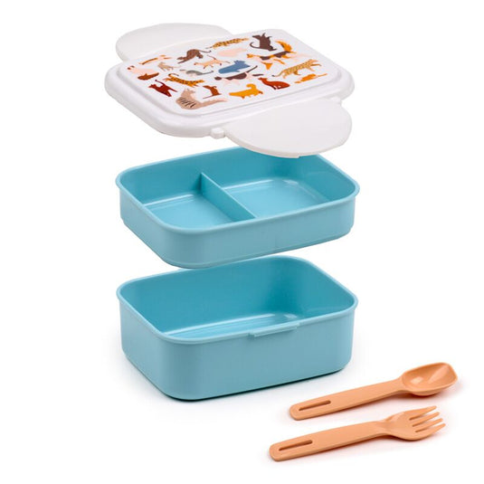 Feline fine kat clip bento box lunchtrommel met bestek