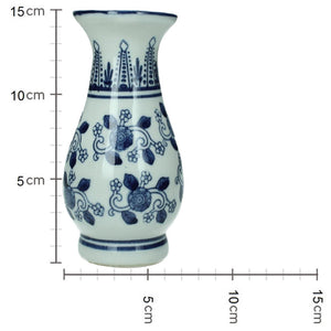 Kersten vaas aardewerk blauw wit 8x8xh15