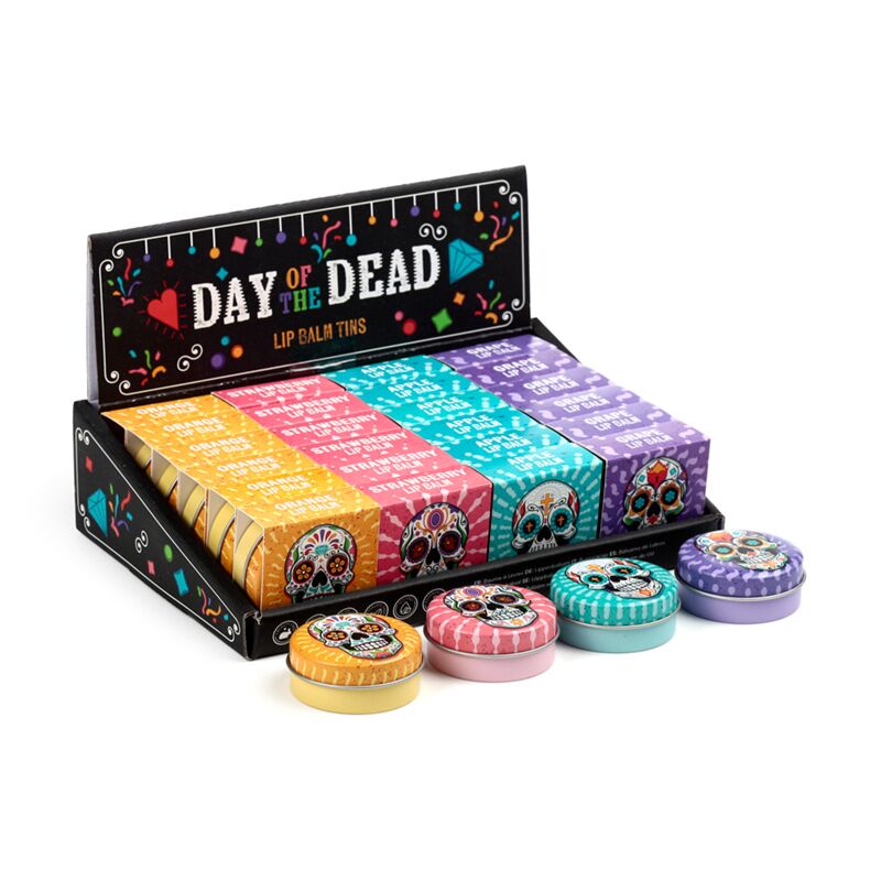 Load image into Gallery viewer, Dia de los muertos mexicaans doodshoofd lipbalsem blik
