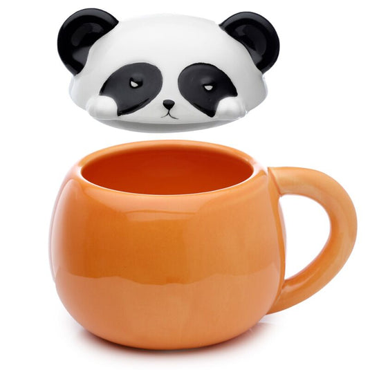 Adoramals panda deksel gevormde keramiek mok