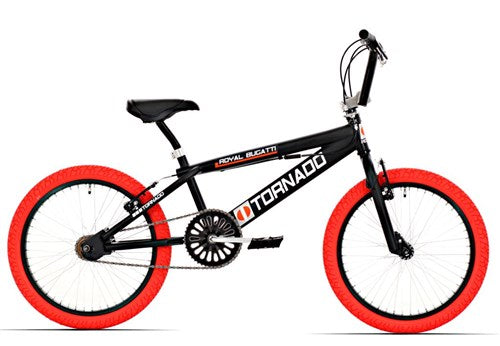 Tornado 20 inch freestyle bmx fiets mat zwart rood band 2000021