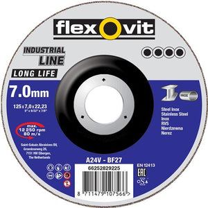 Flexovit abs industrial 125x4x22.23 a24v t27 rvs | 20 stuks