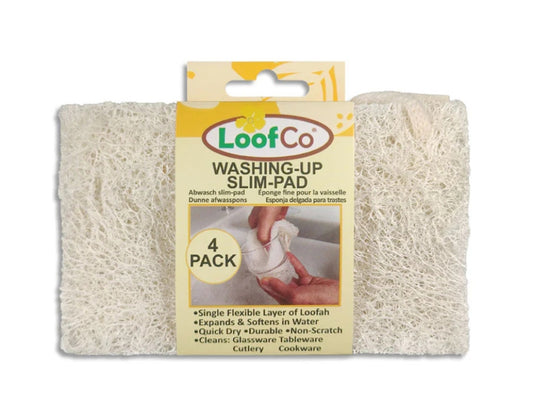 Loofco schoonmaaksponsjes loofah - dun - 4 stuks