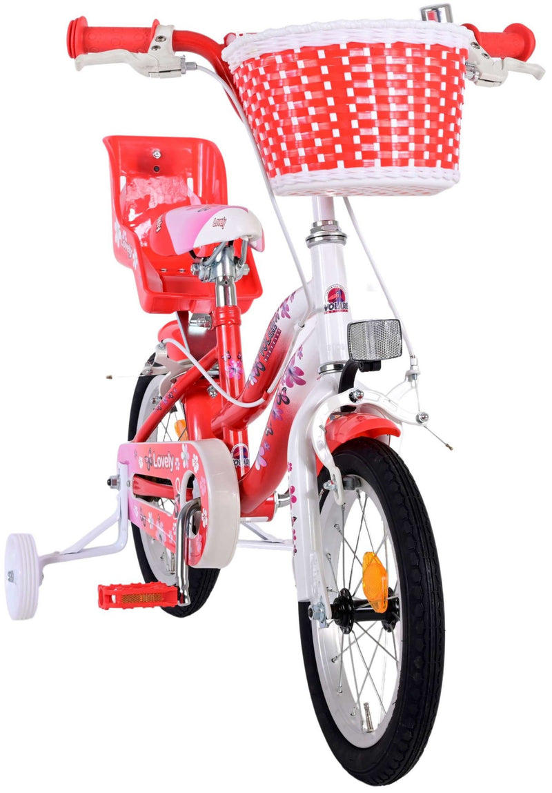 Load image into Gallery viewer, Volare Lovely Kinderfiets - Meisjes - 14 inch - Rood Wit - Twee Handremmen
