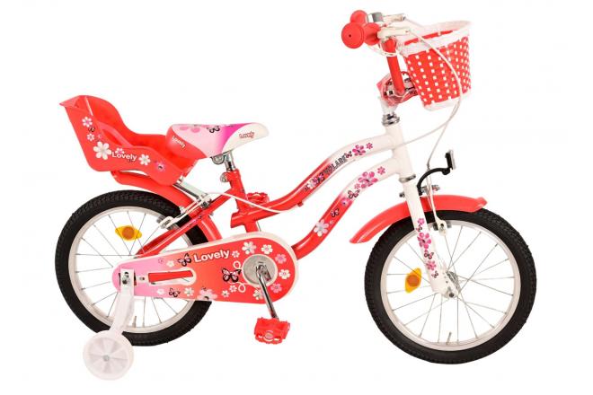 Load image into Gallery viewer, Volare Lovely Kinderfiets - Meisjes - 16 inch - Rood Wit - Twee Handremmen
