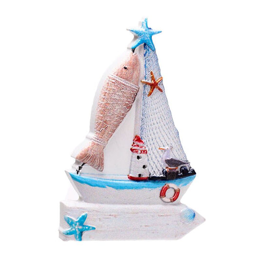 Zeilboot bord vis 3d zee strand souvenir magneet