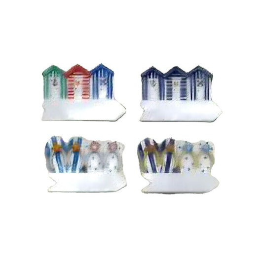 Zee strand souvenir 3d magneet kleurige strandhutten
