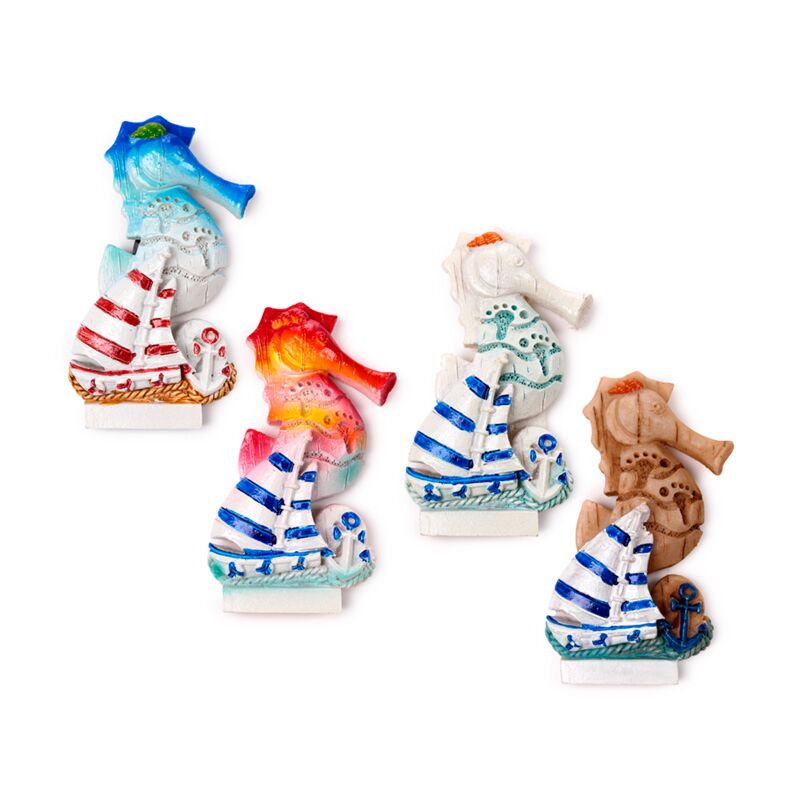 Load image into Gallery viewer, Zee strand souvenir magneet zeepaard zeilboot ankers
