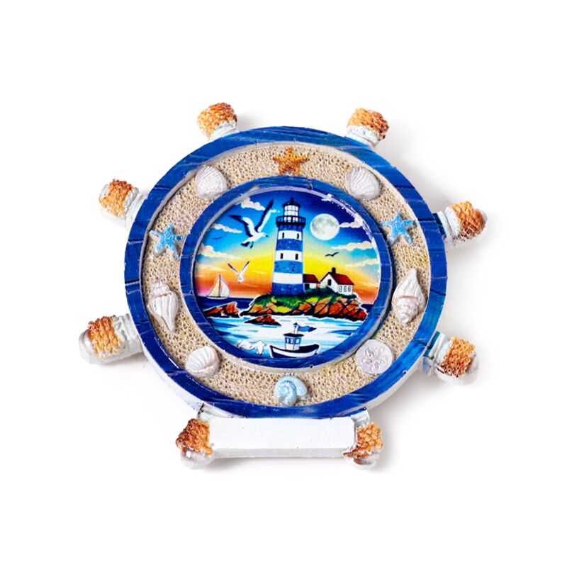 Load image into Gallery viewer, Zee strand souvenir magneet scheepswiel zeegezichten
