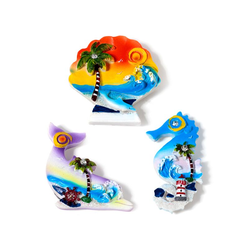 Load image into Gallery viewer, Zee strand souvenir magneet zeepaard schelpen dolfijn
