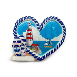 Strand zee magneet hartvormig vuurtoren boot