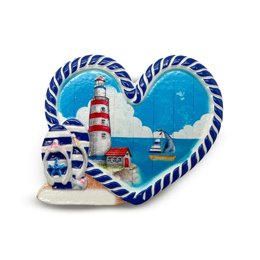Strand zee magneet hartvormig vuurtoren boot