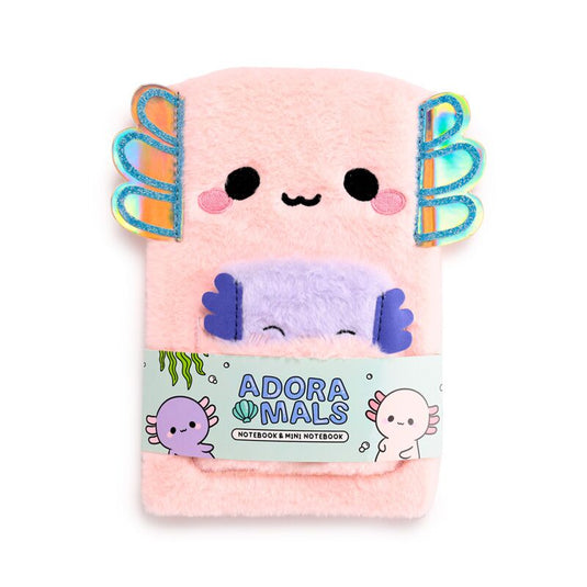 Adoramals maddie de axolotl pluche notitieboekje buidel