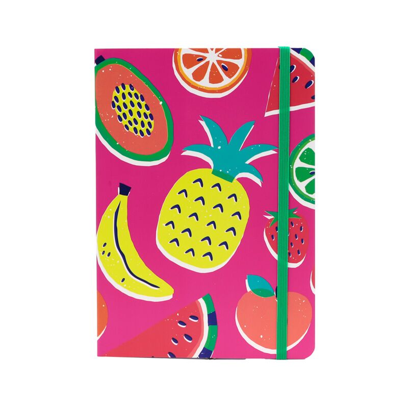 Load image into Gallery viewer, Zomer fruit gerecycled a5 gelinieerd notitieboekje
