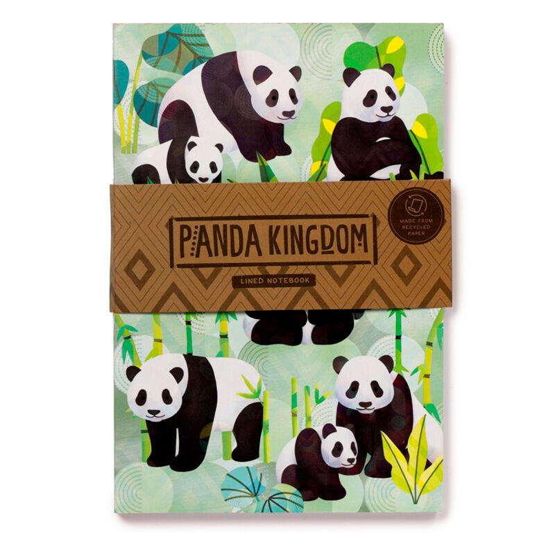Load image into Gallery viewer, Panda koninkrijk gerecycled a5 gelinieerd notitieboekje
