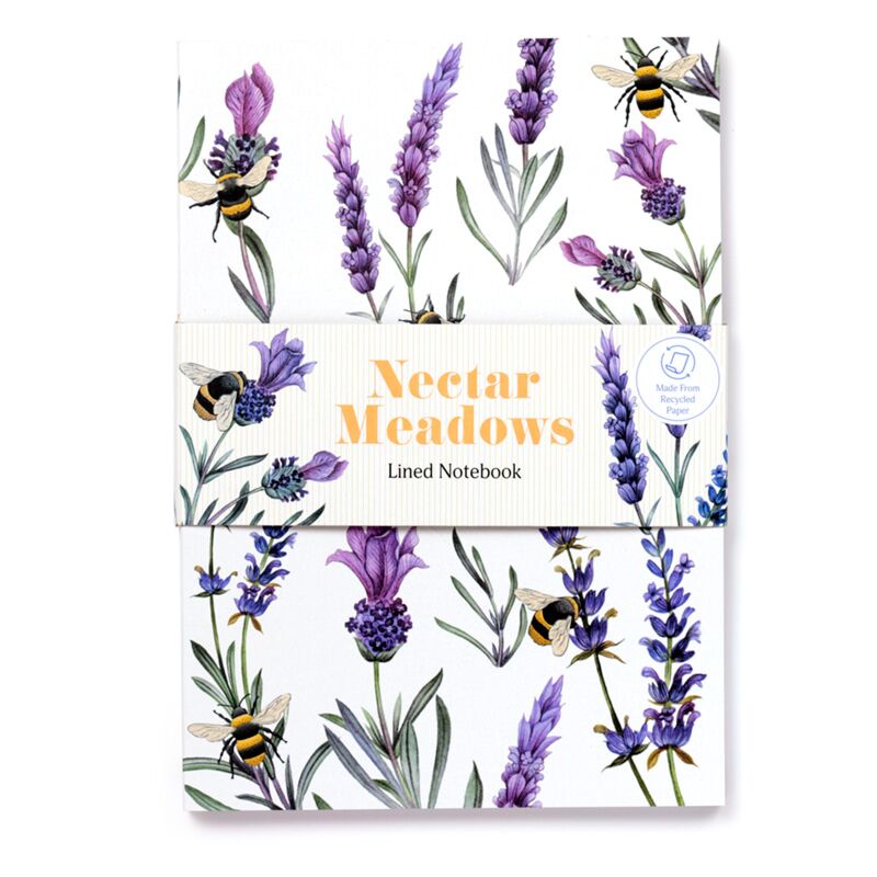 Load image into Gallery viewer, Nectar meadows bij gerecycled a5 gelinieerd notitieboekje
