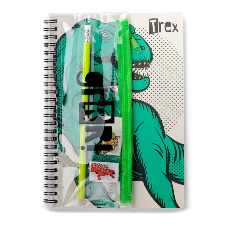 Load image into Gallery viewer, Dinosauria ring a5 notitieboekje 6-delige schrijfset
