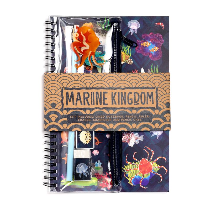 Load image into Gallery viewer, Marine kingdom ringgebonden notitieboekje 6-delige schrijfset
